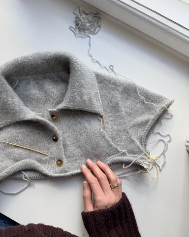 Petra Polo har fået knapstolper og en næsten færdig krave ✨ Nu venter der en god