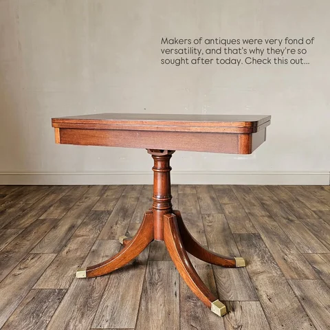 This table traces its roots back to late 18th century candlestands, originally d