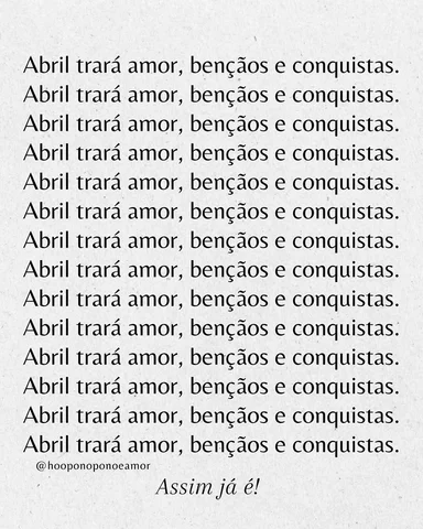 Assim já é!
Abril trará amor, bençãos e conquistas.

✨ Seu nome carrega uma freq
