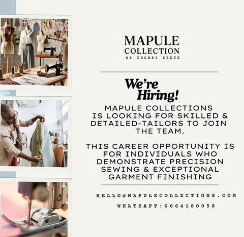 MAPULE COLLECTION @mapule.collection ☂️ 👑

We’re looking for talented Tailors /