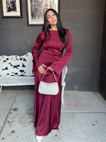 *high heels, red dress*