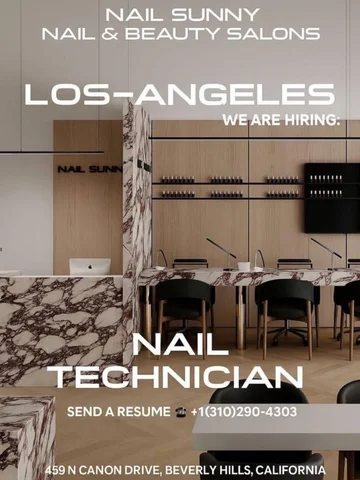 We are hiring nail technician 💅🏻 Beverly Hills 🇺🇸 @nail_sunnyla @nail_sunnyl