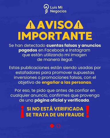 ⚠️ AVISO IMPORTANTE ⚠️
Se han detectado cuentas falsas y anuncios pagados en Fac