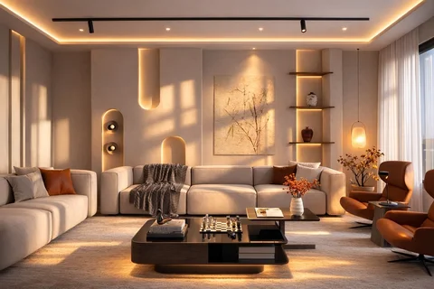 Modern Living Room Design✨..
تصميمي لغرفه معيشه دافئه وأنيقه 🤍.
#architecture #