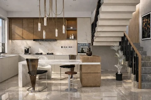 تصميم داخلي لمطبخ معاصر بطابع مودرن في بغداد✨..