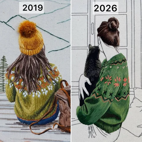 Seven years between these two pieces🧵 
Over the years the stitches slowly chang