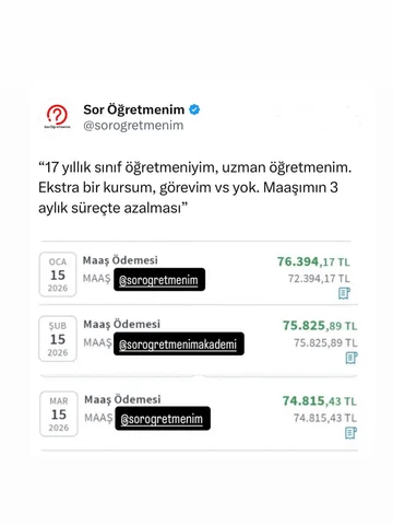 “17 yıllık sınıf öğretmeniyim, uzman öğretmenim. Ekstra bir kursum, görevim vs y