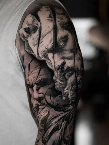 One more session left to close off this greek themed sleeve symbolizing stoicism