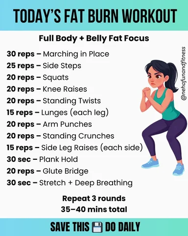 👉 Save this workout 💾 and try it today 🔥

Full body + belly fat focus in just