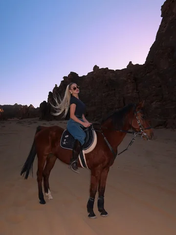 Riding through the desert in #AlUla ✨