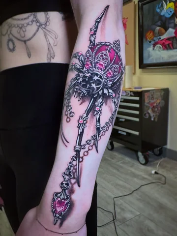 Rad perfume bottle spider on the sweetest NJ girl 🙏🏻❤️ done at @monna.lissa_
