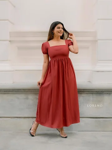 Amber Puff Sleeve Midi Dress
Price : Rs 2800/-
Material : Coco Cotton 
Color : D