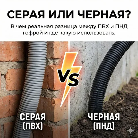 Серую или черную? 
Какую гофру выбрать для проводки, чтобы потом не переделывать