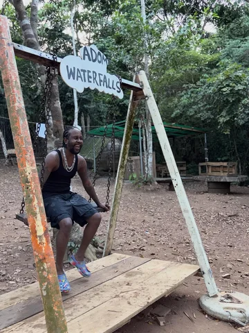 Adom waterfalls, had to find the river out here somewhere. snakes in the bush, w