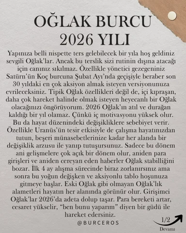 ♑️ OĞLAK BURCU ~ 2026 YILI YORUMU