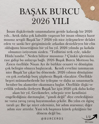 ♍️ BAŞAK BURCU ~ 2026 YILI YORUMU