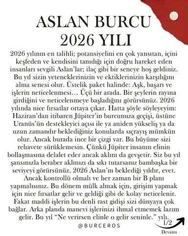 🦁 ASLAN BURCU ~ 2026 YILI YORUMU