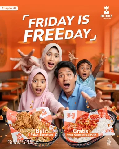 Beli 1… GRATIS 1 di Almaz. 
Friday is Free Day.

Bukan sekadar promo…
ini momen 