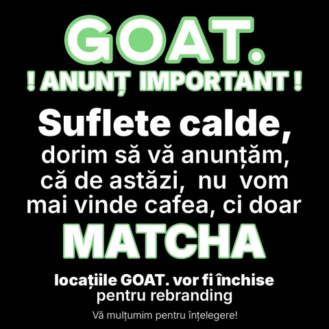 ❗️ De astăzi, GOAT. nu va mai vinde cafea ❗️