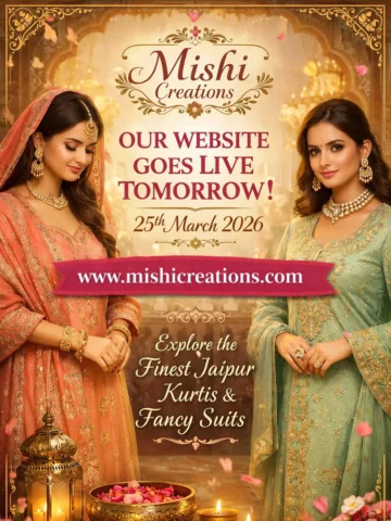 🎉 Mishi Creations is now ONLINE! 🎉
Your favorite Jaipur kurtis & fancy suits a