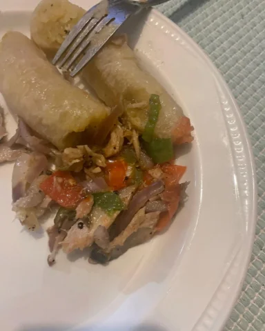 13 days left - Green banana, steamed veg, sated mackerel. (Sans mackerel)

Grann
