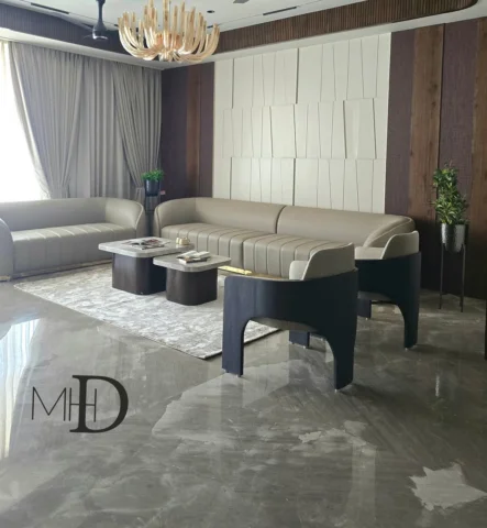 A statement of refined luxury and timeless comfort.
Bespoke sofa and chairs hand