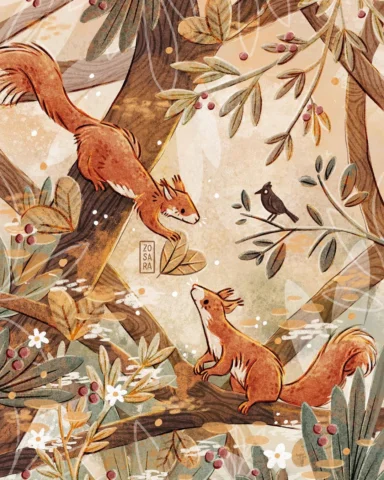 Autumn’s golden gifts 🧡🍂🐿️
.
While walking in the forest, I spotted two squir