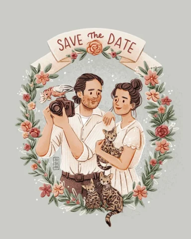 CUSTOM DESIGN ✨ I illustrated these two illustrations for a lovely couple: their
