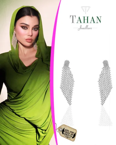 @haifawehbe completed her look with a pair of lace diamond earrings by @tahanjew
