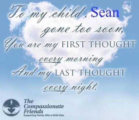Today will be 14 years since you went to Heaven, Sean we Miss you and Love you s