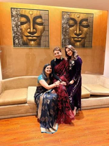Velvet, sarees & sister secrets 💜
Serving looks… and a little drama! 

@kajalag