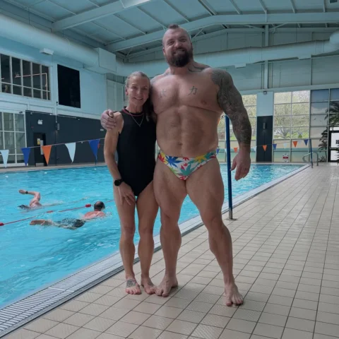 Getting some cardio in with me little mom, you can see where my calf’s come from