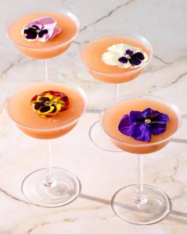 This spring cocktail is almost too pretty to drink. Light and refreshing, it’s m