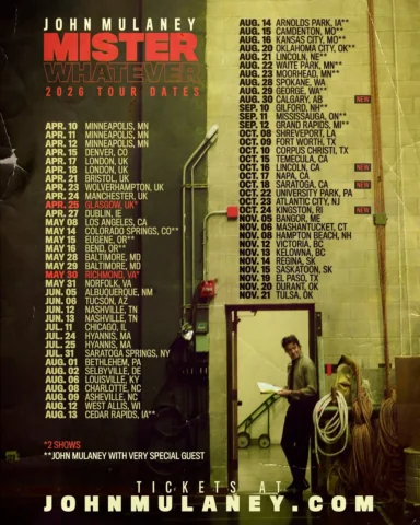 New dates on sale and all dates available at johnmulaney.com