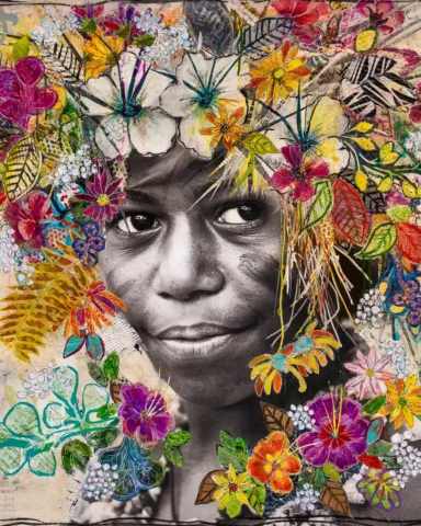 Introducing Flor de Sal (40 x 60), my newest original mixed media collage. With 
