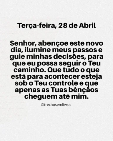 Terça-feira, 28 de Abril. 🌻