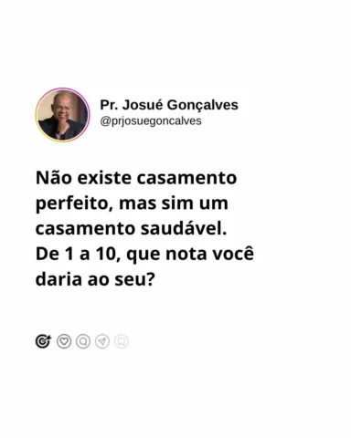 Qual a nota do seu casamento hoje em dia?

A busca pelo "perfeito" gera frustraç