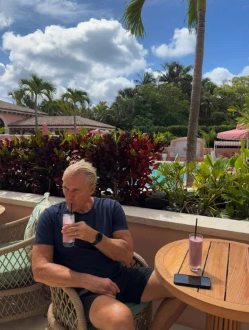 A post workout shake at the fantastic Palm House Hotel in Palm Beach, FL. Luxuri