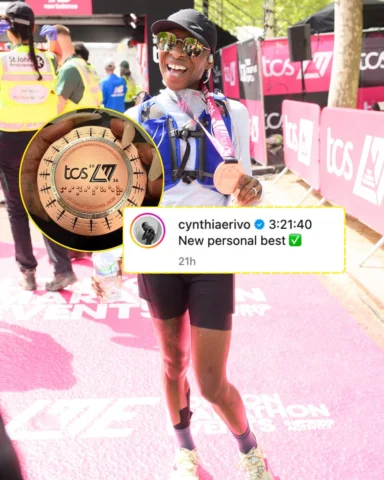 Cynthia Erivo defied gravity all the way across the finish line of the London Ma