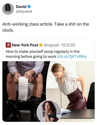 The wise man poops on company time, the foolish man waits until his break (@dqve