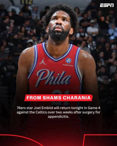 Joel Embiid will return tonight in Game 4.