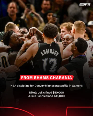 NBA discipline for Denver-Minnesota scuffle in Game 4.