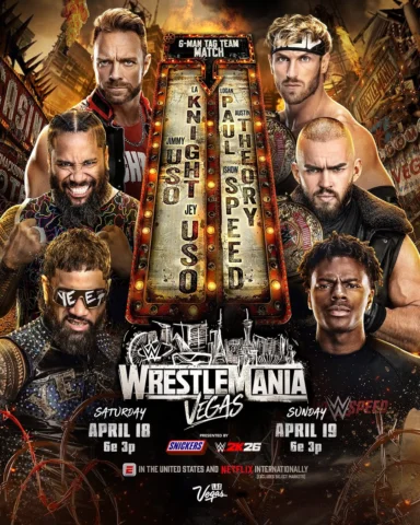 The whole world is watching….
The Uso’s & LA Knight vs. The Vision & @ishowspeed