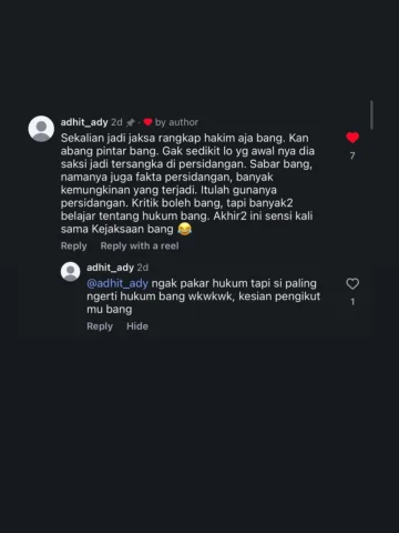 yah hapus komen dan akun 😭
Pertanyaaan simpel dan sederhana untuk @kejaksaan.ri