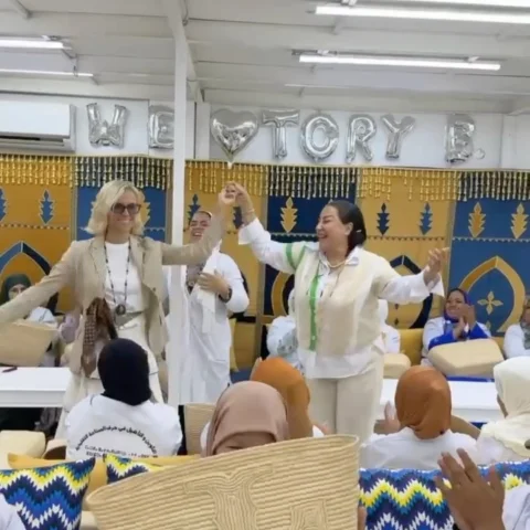 The best design meeting! Last year, Tory visited the artisans of @doumforwomen i