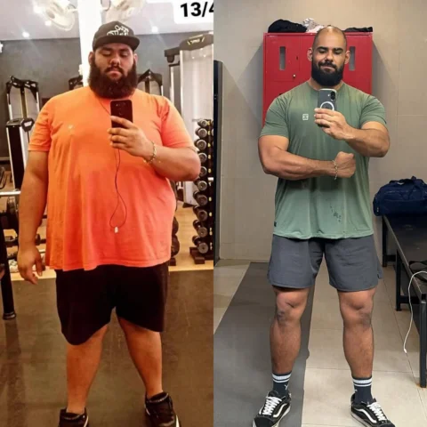61kg a menos…
Mas o maior peso que eu perdi não foi da balança.

Foi a preguiça.