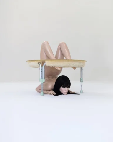 BIO POP - SIDE TABLE (2025) 
Painted stainless steel, plexiglass, 3D printed res
