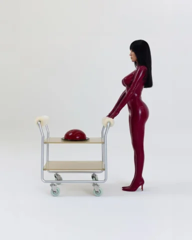BIO POP - BAR CART (2025) 
Painted stainless steel, plexiglass, 3D printed resin