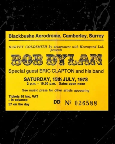 A 1978 concert poster advertising a @bobdylan show with Eric as a special guest 