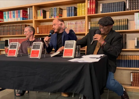 Standing room only and overflowing at Powell’s Books in Portland last night, and